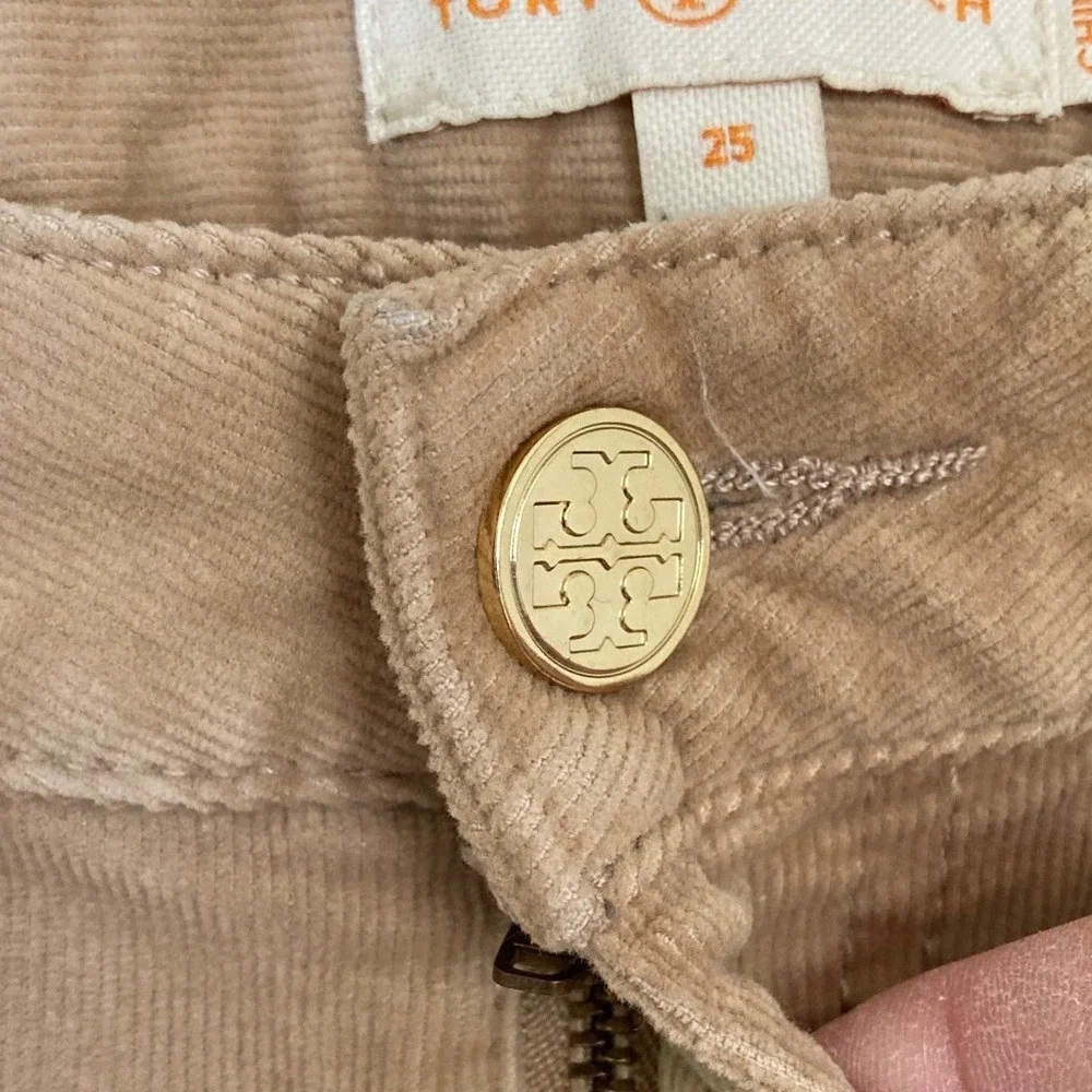 Tory Burch Womens Tan Low Rise Super Skinny Corduroy Pants Size 25 Stretch‎
